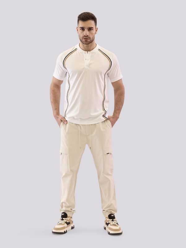 חולצת טי-שרט בסגנון ” הנלי”  עם כפתורים לגברים