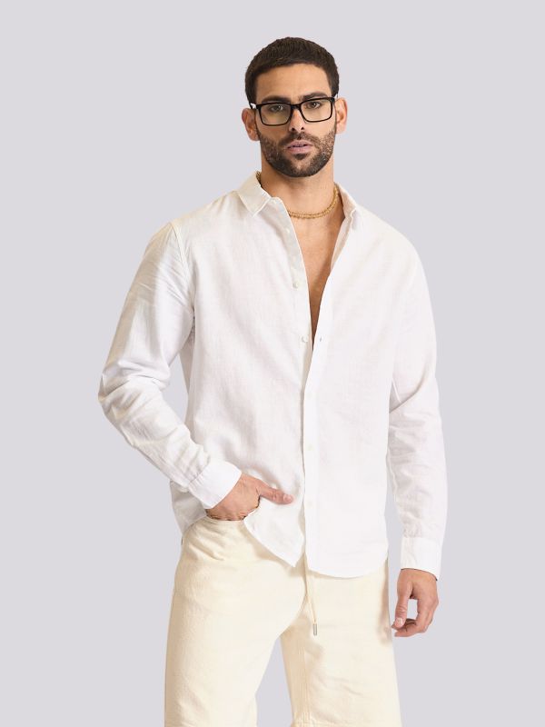 חולצה מכופתרת עם שרוול ארוך במראה קלאסי לגברים