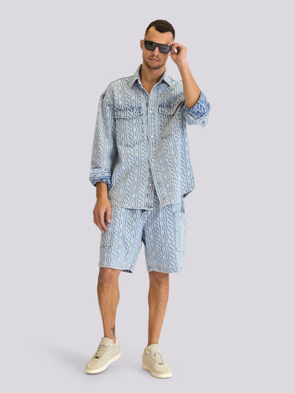 חולצת ג’ינס (Denim) מכופתרת עם שרוול ארוך לגברים