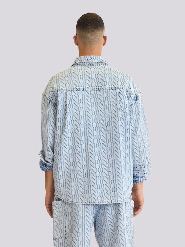 חולצת ג’ינס (Denim) מכופתרת עם שרוול ארוך לגברים