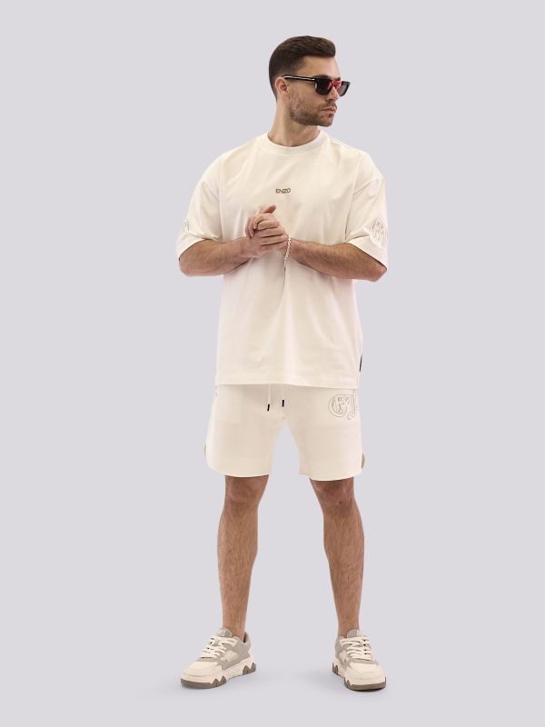 חולצת טי-שרט אוברסייז עם הדפס לוגו רטרו לגברים