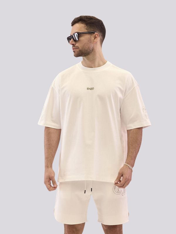 חולצת טי-שרט אוברסייז עם הדפס לוגו רטרו לגברים