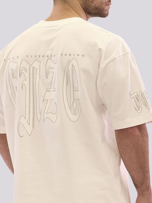 חולצת טי-שרט אוברסייז עם הדפס לוגו רטרו לגברים