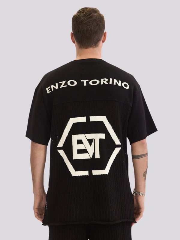 חולצת טי-שרט בגזרה ישרה עם הדפס גרפי קטן לגברים