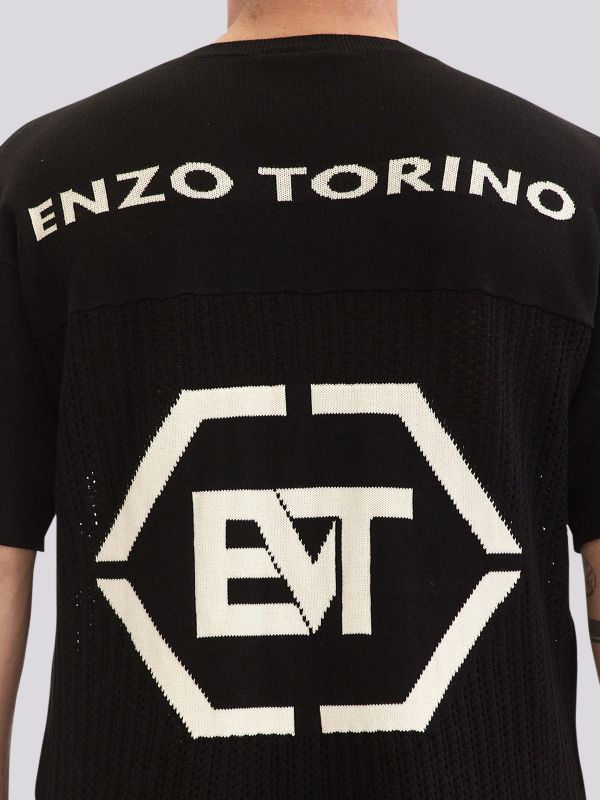 חולצת טי-שרט בגזרה ישרה עם הדפס גרפי קטן לגברים