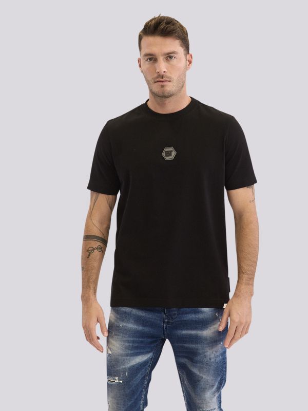 חולצת טי-שרט בגזרה ישרה עם הדפס לוגו ” רטרו”  לגברים