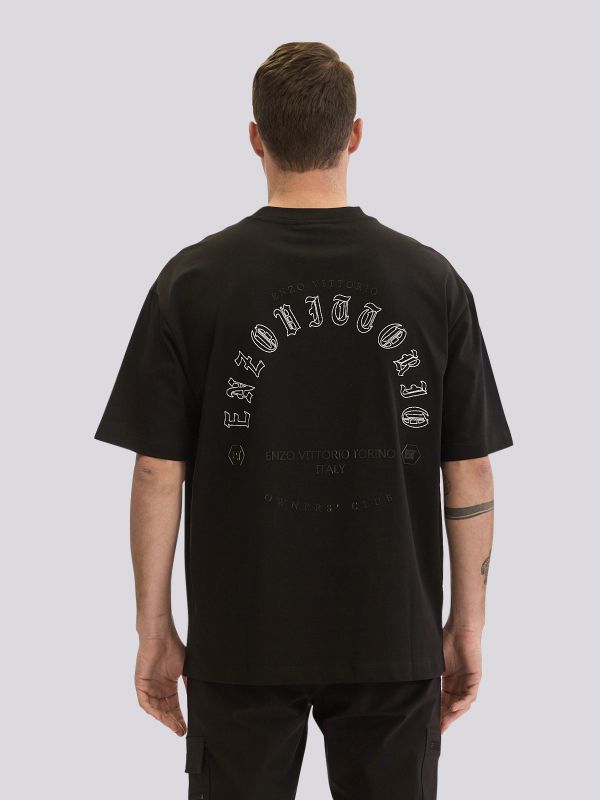 חולצת טי-שרט אוברסייז עם הדפס גרפי מורחב לגברים