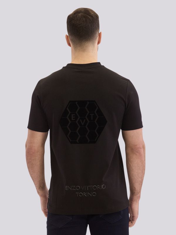 חולצת טי-שרט בגזרה ישרה עם הדפס מותג קלאסי לגברים