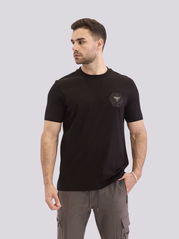 חולצת טי-שרט אוברסייז עם הדפס גרפי מודרני לגברים