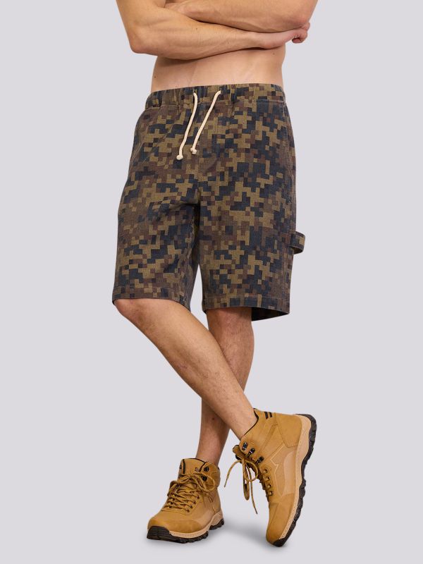 מכנסיים קצרים מבד נושם בגזרה משוחררת לגברים