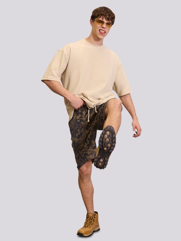 חולצת טי-שרט אוברסייז חלקה לגברים