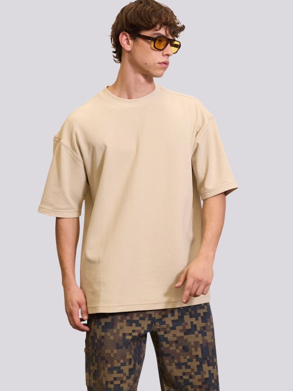 חולצת טי-שרט אוברסייז חלקה לגברים