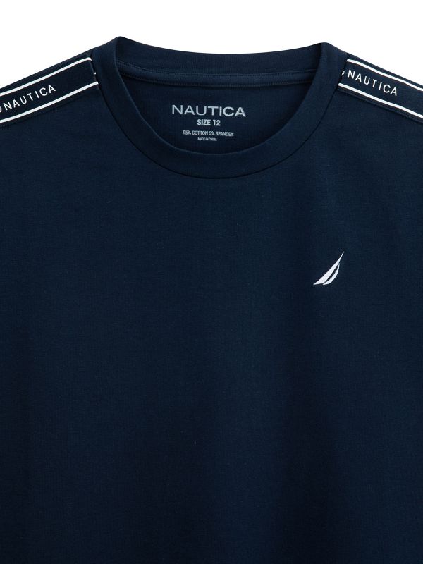 טישירט עם לוגו NAUTICA והדפס בשרוול לילדים