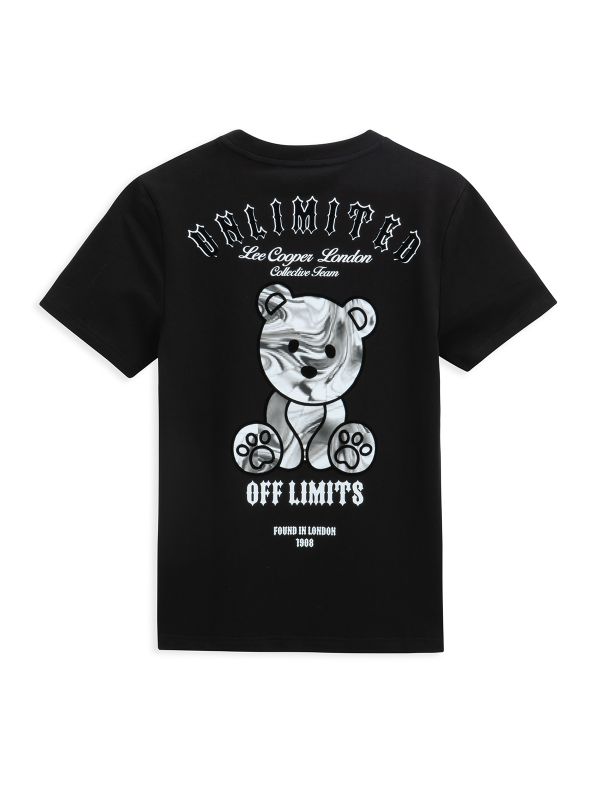 טי שירט קצרה עם הדפס דובי לילדים