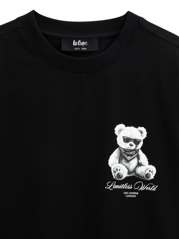 טי שירט קצרה עם הדפס דובי לילדים