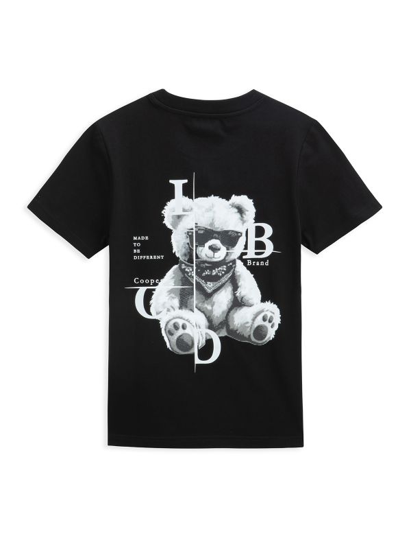 טי שירט קצרה עם הדפס דובי לילדים