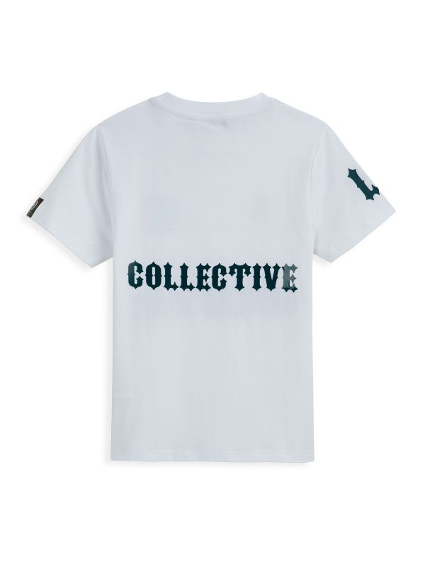 טי שירט קצרה עם הדפס דו צדדי לילדים