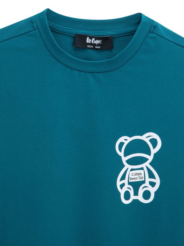 טי שירט קצרה עם הדפס דובי לילדים