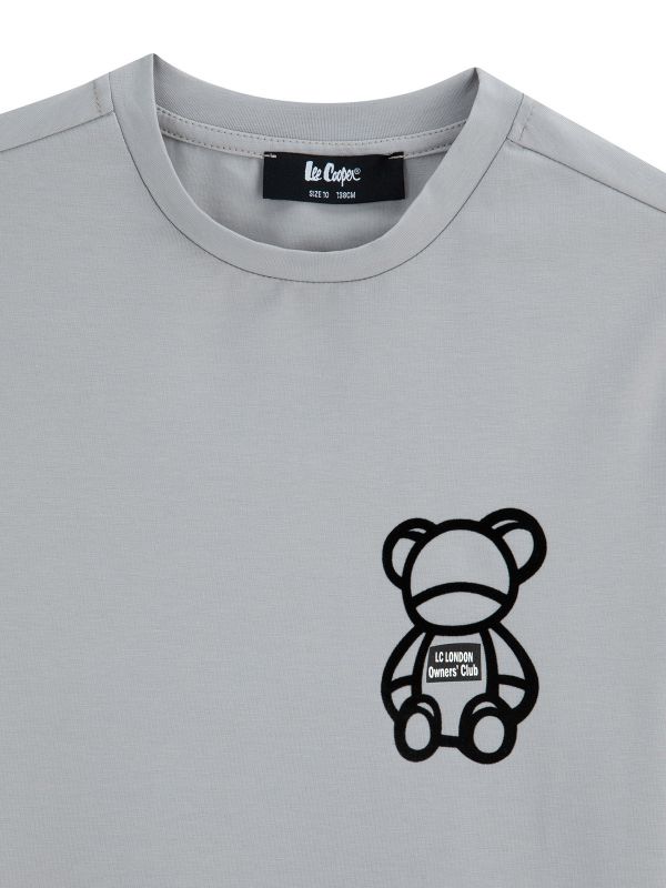 טי שירט קצרה עם הדפס דובי לילדים