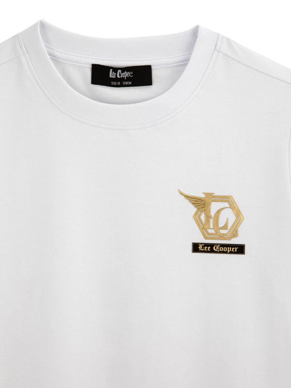 טי שירט קצרה עם הדפס דו צדדי לילדים