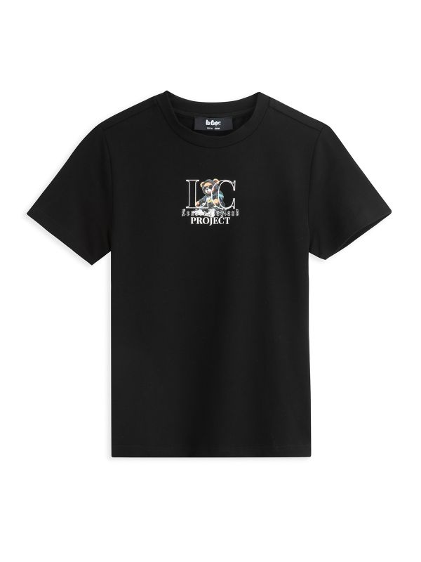 טי שירט קצרה עם הדפס דו צדדי לילדים