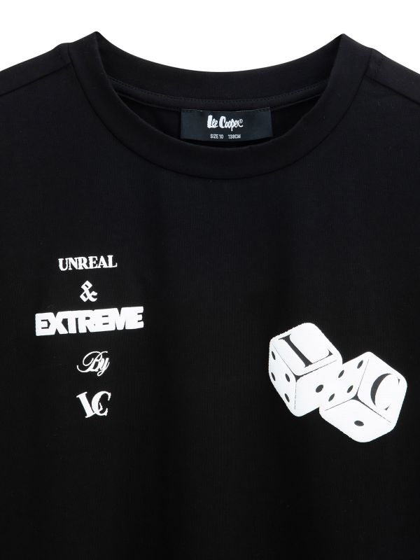 טי שירט קצרה עם הדפס דו צדדי לילדים