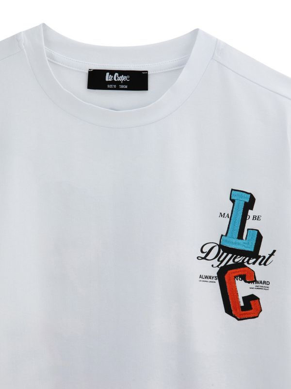 טי שירט קצרה עם הדפס דו צדדי לילדים