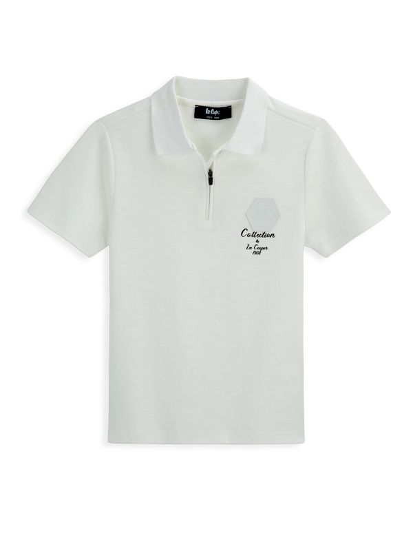 חולצת פולו עם רוכסן והדפס לילדים