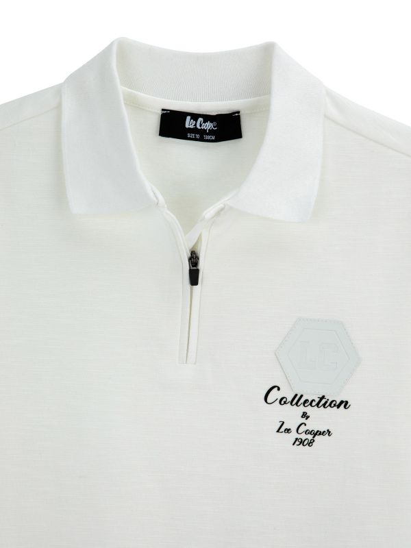 חולצת פולו עם רוכסן והדפס לילדים