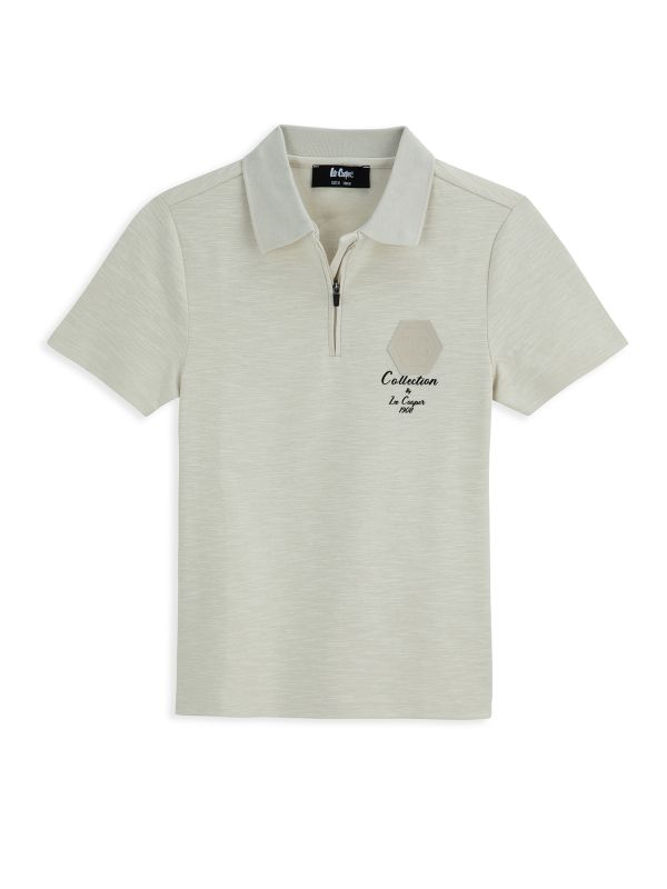 חולצת פולו עם רוכסן והדפס לילדים