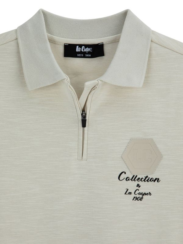 חולצת פולו עם רוכסן והדפס לילדים