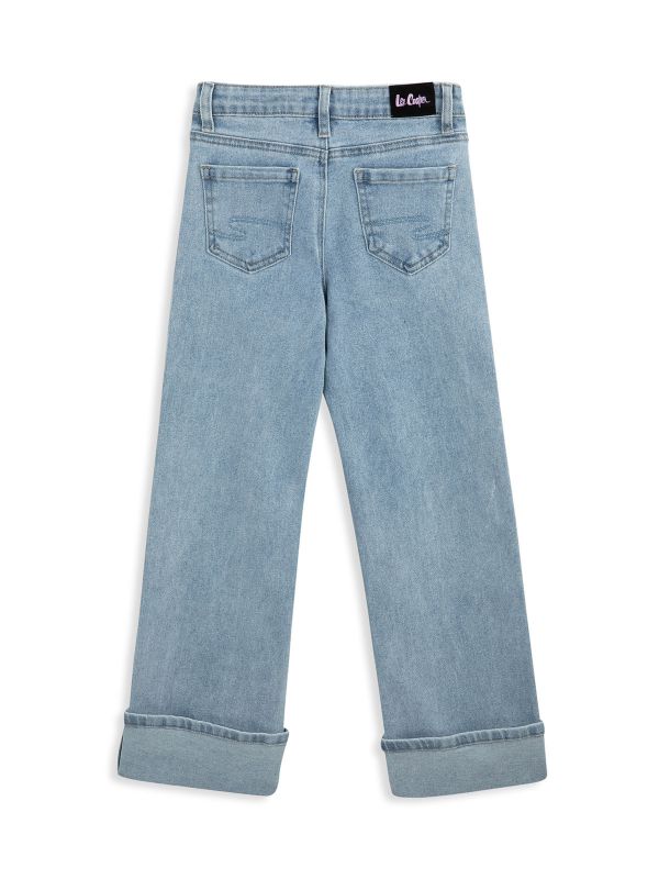 מכנסי ג’ינס עם סיומת מקופלת לילדות