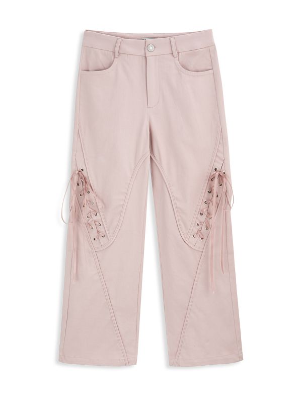 מכנסיים עם שרוכים דקורטיביים לילדות