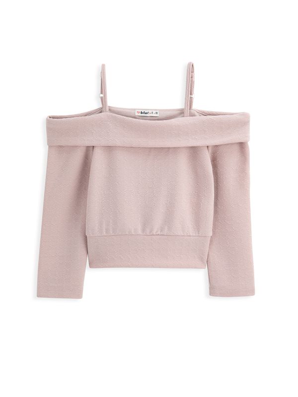 חולצה ארוכה עם כתפיים חשופות לילדות