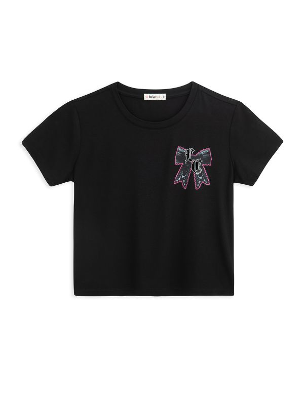 טישירט עם הדפס פפיון לילדות