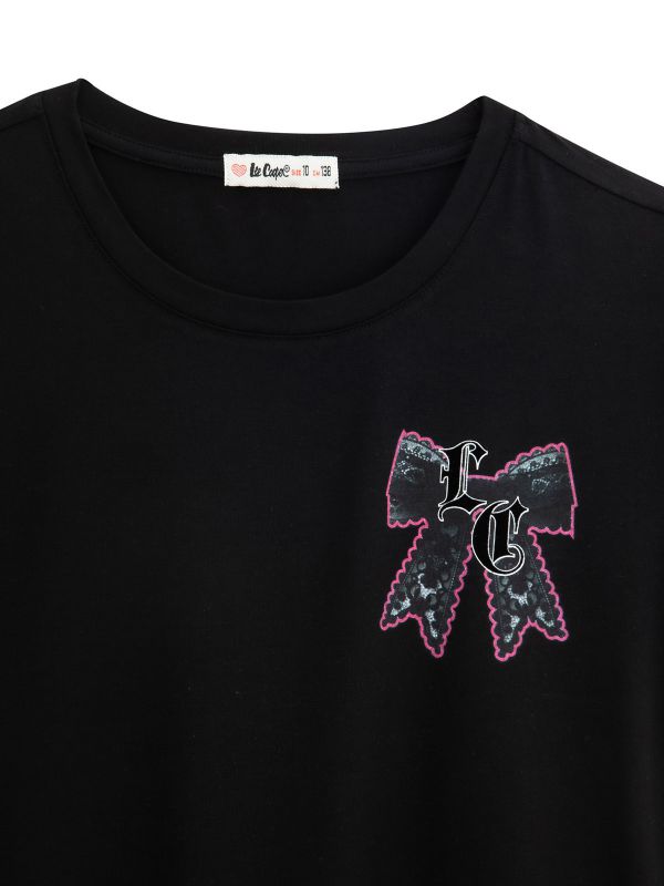 טישירט עם הדפס פפיון לילדות