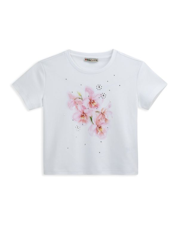 טישירט בהדפס פרחוני לילדות