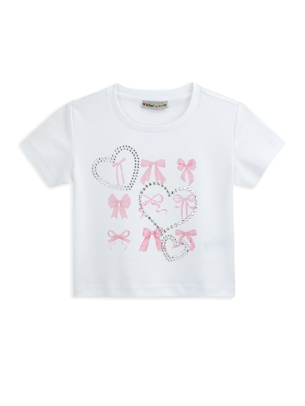 טישירט בהדפס פפיונים לילדות