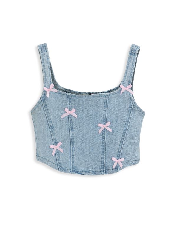 גופיית דנים עם פפיונים לילדות