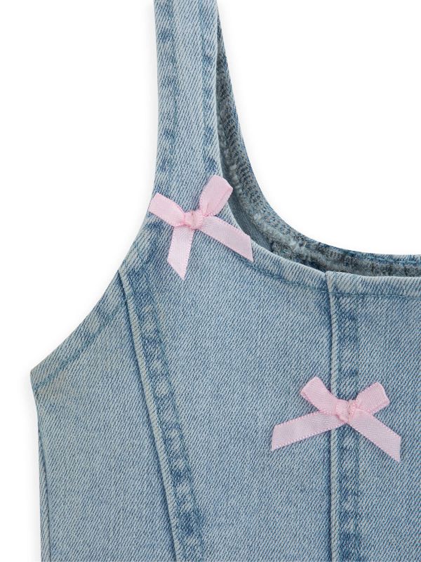 גופיית דנים עם פפיונים לילדות