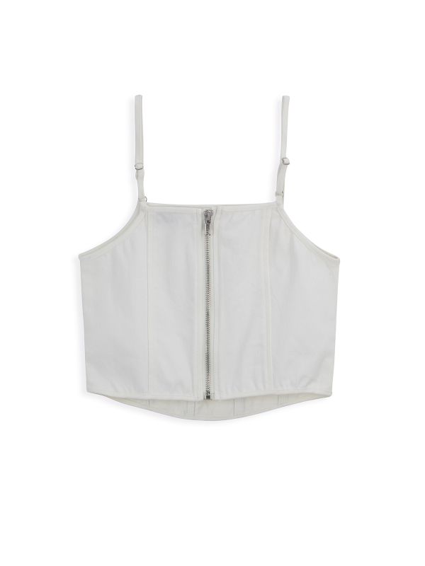 גופיית מחוך לבנה עם אבנים לילדות