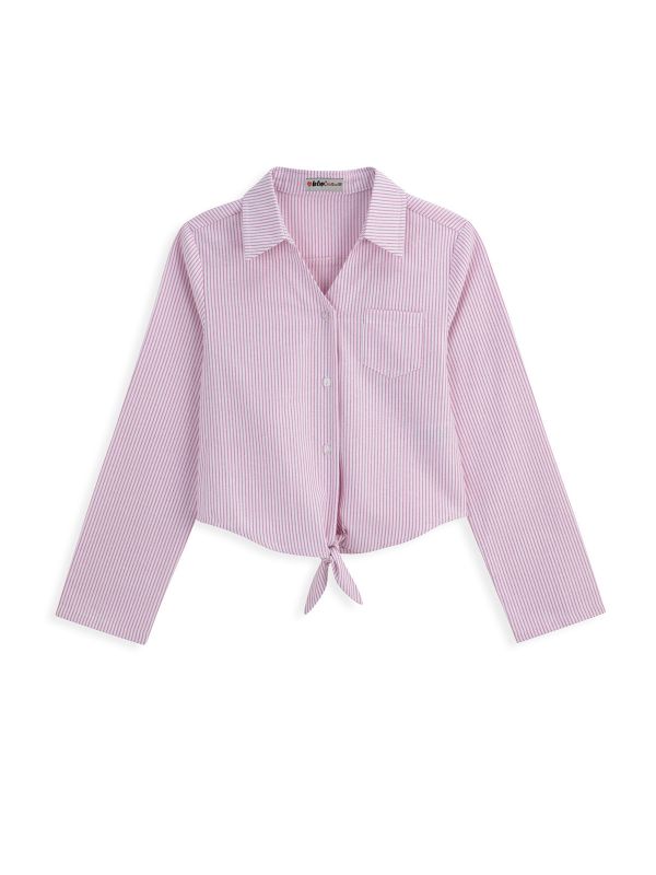 חולצה מכופתרת עם קשירה לילדות