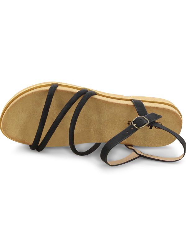 סנדלים שטוחים עם רצועות אלסטיות